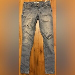 HOLLISTER blue stretchy distressed skinny jeans 24